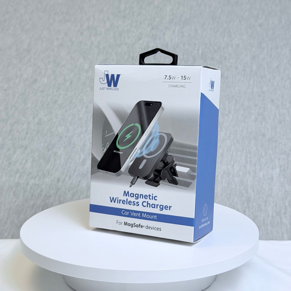 Just Wireless Magnetic Car Vent Mount Wireless Charger MagSafe 7.5W-15W Black